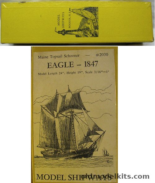 Model Shipways 1/64 Maine Square Topsail Schooner 'Eagle' 1847 - 24 Inch Long Wooden Ship Model, 2030 plastic model kit